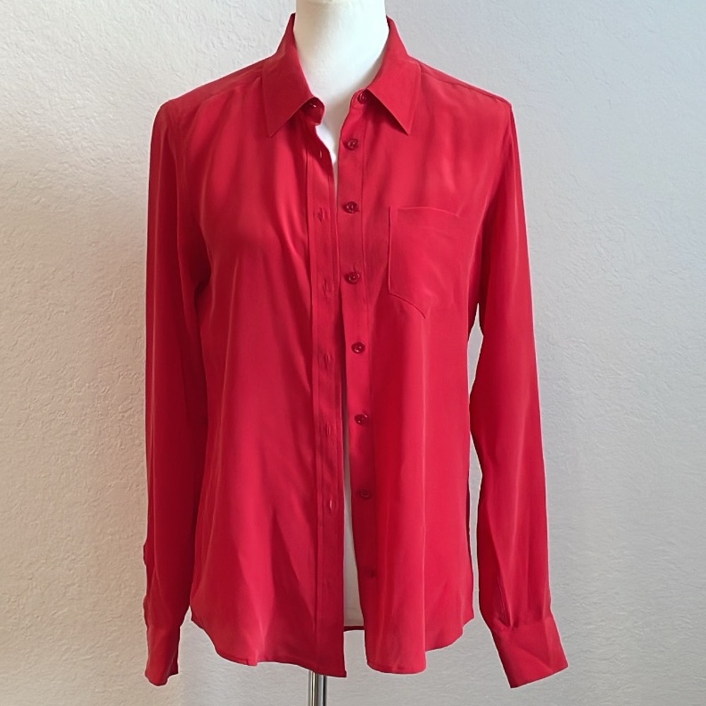 Equipment Essential Red Silk Shirt Size Small